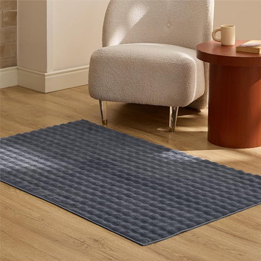 Bedsure 3x5 Fluffy Area Rugs for Living Room, Machine Washable Rugs, Non-Slip Backing, Non-Shedding, Pet Friendly Throw Rug for Bedroom Dining Room, Grey
