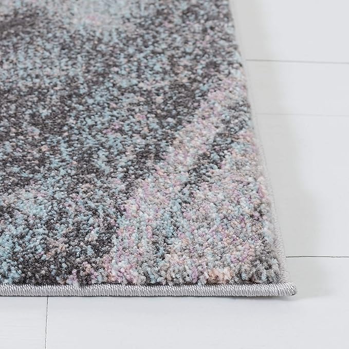 SAFAVIEH Glacier Collection Area Rug - 3' Square, Pink & Blue, Modern Abstract Design, Non-Shedding & Easy Care, Ideal for High Traffic Areas in Living Room, Bedroom (GLA126U)