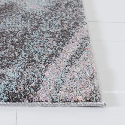 SAFAVIEH Glacier Collection Area Rug - 3' Square, Pink & Blue, Modern Abstract Design, Non-Shedding & Easy Care, Ideal for High Traffic Areas in Living Room, Bedroom (GLA126U)