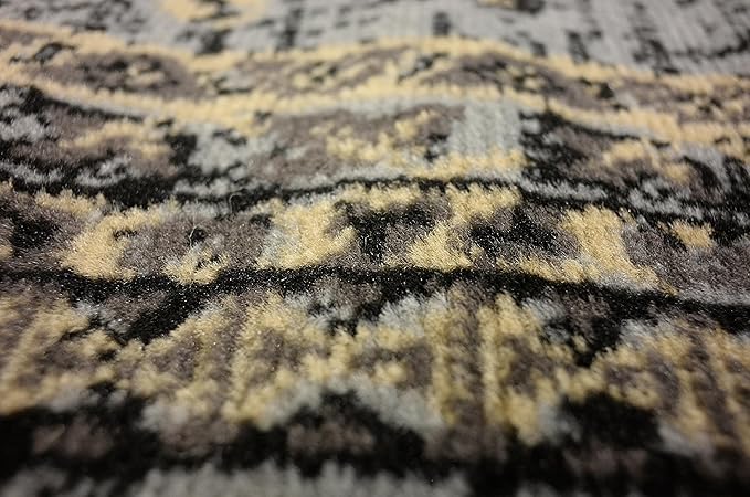 Unique Loom Taftan Collection Border Geometric Tribal Inspired Design Area Rug (2' 7 x 10' 0 Runner, Gray/ Black)