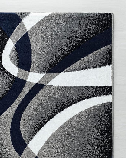 GLORY RUGS Area Rug 5x7 Navy Door Mat Modern Swirls Carpet Bedroom Living Room Contemporary Dining Accent Sevilla Collection 4816