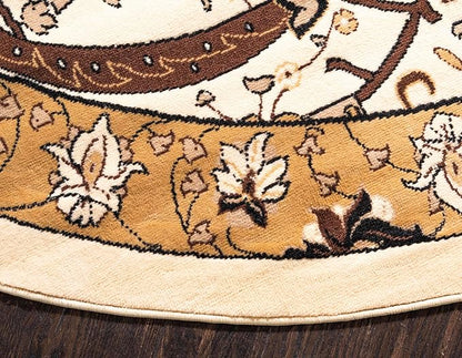 Unique Loom Espahan Collection Area Rug - Cape Cod (8'Round, Ivory/ Beige)