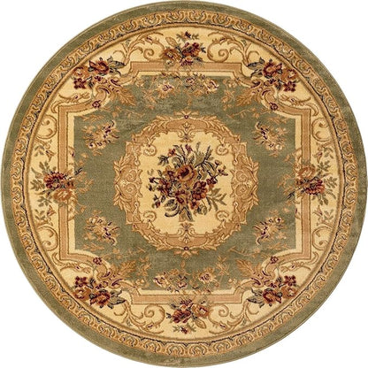 Unique Loom Versailles Collection Area Rug - Henry (5' 3" Round Green/Cream)