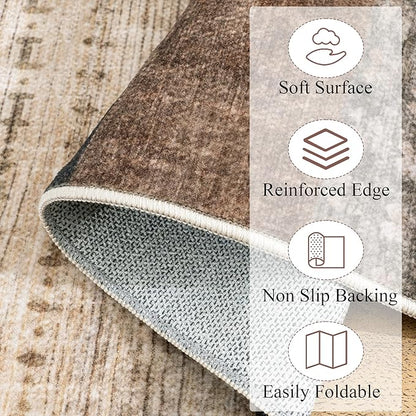 Modern Geometric Patchwork Indoor Area Rug for Living Room, Beige 9'x 12' Large Rug Rockwood Collection Hardwood Floors Decor for Bedroom, Beige Throw Carpet for Office Entryway Dining Room