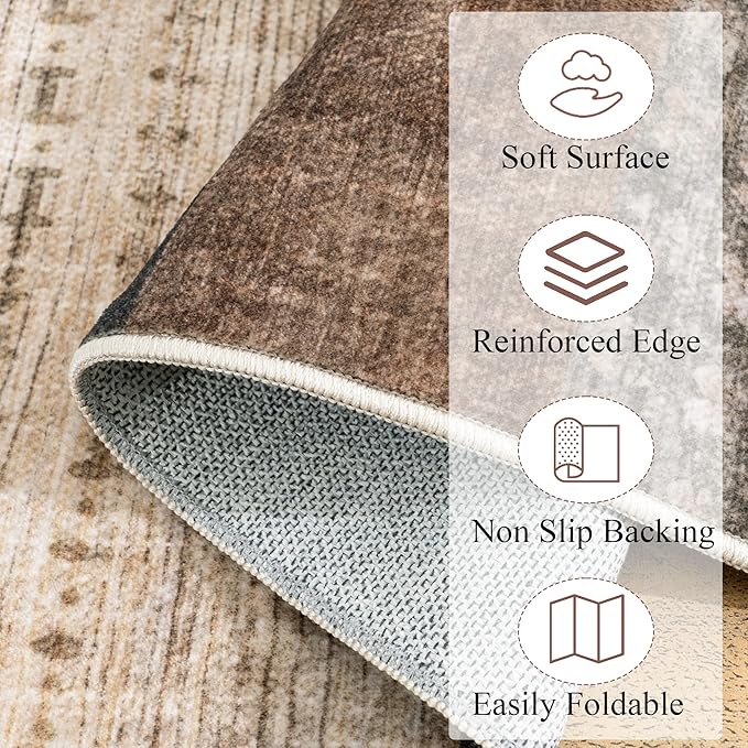 Modern Geometric Patchwork Indoor Area Rug for Living Room, Beige 8'x 10' Large Rug Rockwood Collection Hardwood Floors Decor for Bedroom, Beige Throw Carpet for Office Entryway Dining Room