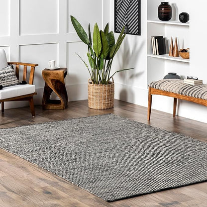 Nuloom Alessi Hand Woven, Grey, 11'6" x 14'6", Solid, Cotton, Soft and Gentle, High Traffic, Stain Resistant, Easy Clean, Durable Area Rug for Bedroom, Living Room, Dining Space, Den, Foyer, Entryway