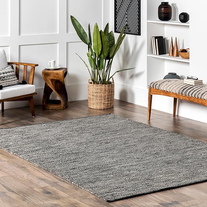 nuLOOM Alessi Solid Farmhouse Cotton Area Rug, 9x12, Grey