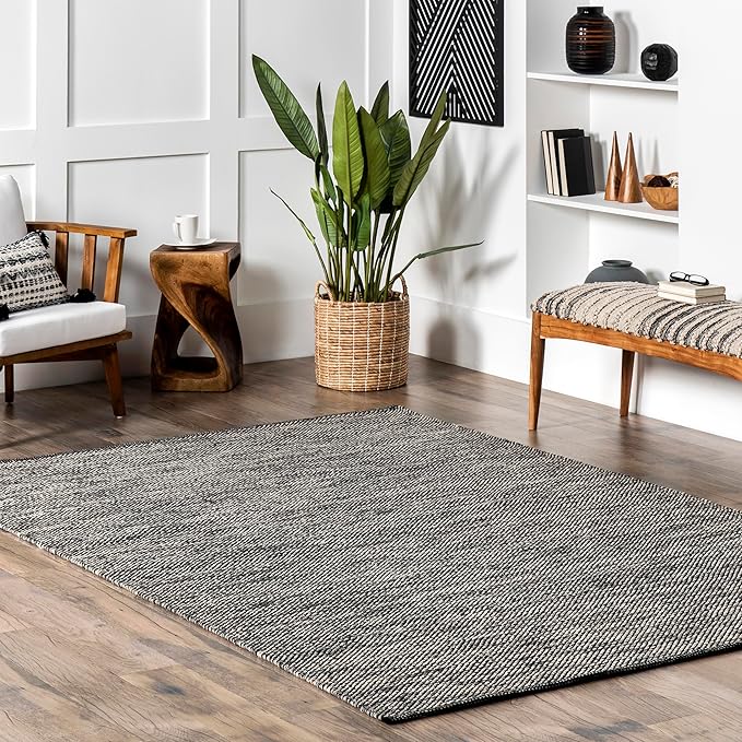 nuLOOM Alessi Solid Farmhouse Cotton Area Rug, 9' 6" x 13' 6", Grey