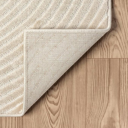 Abani Neutral Beige Area Rug 12' x 15' for Living Room, Bedroom - Zen Reiki Circles Pattern - Durable & Easy to Clean