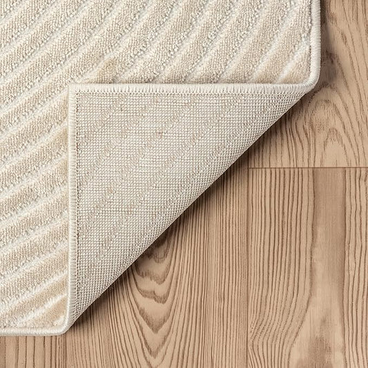 Abani Neutral Beige Area Rug 12' x 15' for Living Room, Bedroom - Zen Reiki Circles Pattern - Durable & Easy to Clean