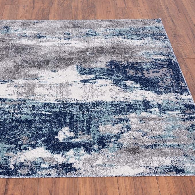 LUXE WEAVERS Euston Collection D.Blue-L.Blue 2x7 Modern Abstract Area Rug