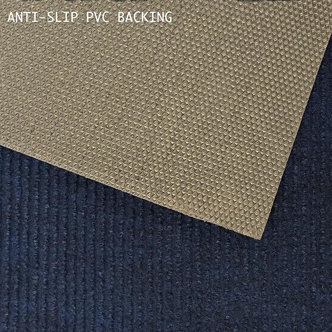 English Home Custom Size Anti Slip Striped Design Light Weight Durable TPR Backing Thin Pile Runner Rug (26" x 11')