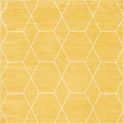 Unique Loom Trellis Frieze Collection Area Rug - Geometric (6' Square, Yellow/ Ivory)