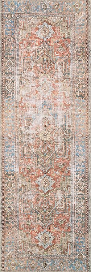 Loloi Loren Collection LQ-15 Terracotta/Sky 2'-3" x 3'-9" Accent Rug