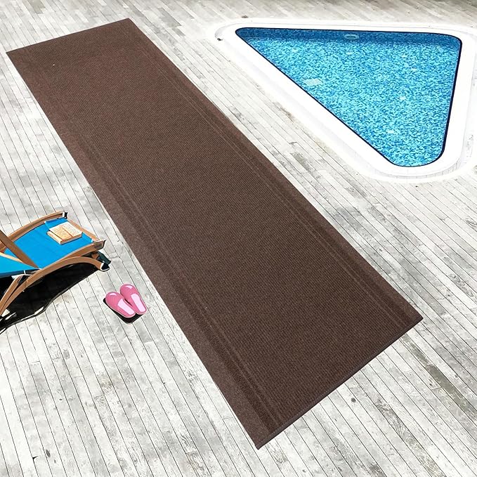 English Home Custom Size Non Slip Striped Design Light Weight Durable PVC Backing Thin Pile Runner Rug (26" x 7')