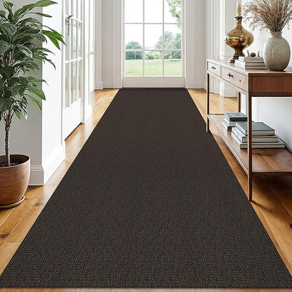 EARTHALL Extra Long Runner Rug 3x14 Ft Washable Runners for Hallways Cotton Non Slip Entryway Runner Braided Kitchen Runner Indoor Outdoor Carpet Runners for Stair, Hall, Foyers, Taupe/Coffee