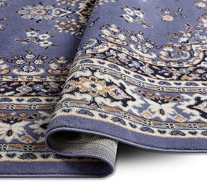 Home Dynamix Premium Sakarya Traditional Medallion Border Area Rug, Country Blue, 21"x35" Rectangle