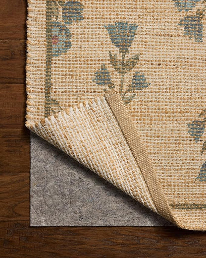 Loloi Chris Loves Julia Rue Collection RUE-04 Moss/Blue 9'-3" x 13' Area Rug Jute Neutral Floral Living Room Bedroom Rug