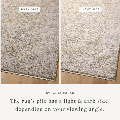 Loloi Amber Lewis Alie Collection ALE-05 Gold/Beige 7'-10'' x 7'-10'', .13'' Pile Height, Round Area Rug