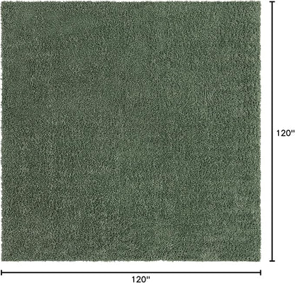 Unique Loom Davos Shag Collection Area Rug - Solid (10' Square, Sage)