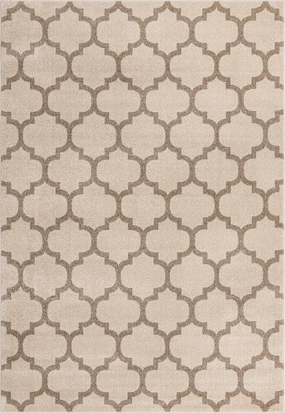 Rugs.com Lattice Collection Rug – 7' x 10' Beige Medium Rug Perfect for Bedrooms, Dining Rooms, Living Rooms