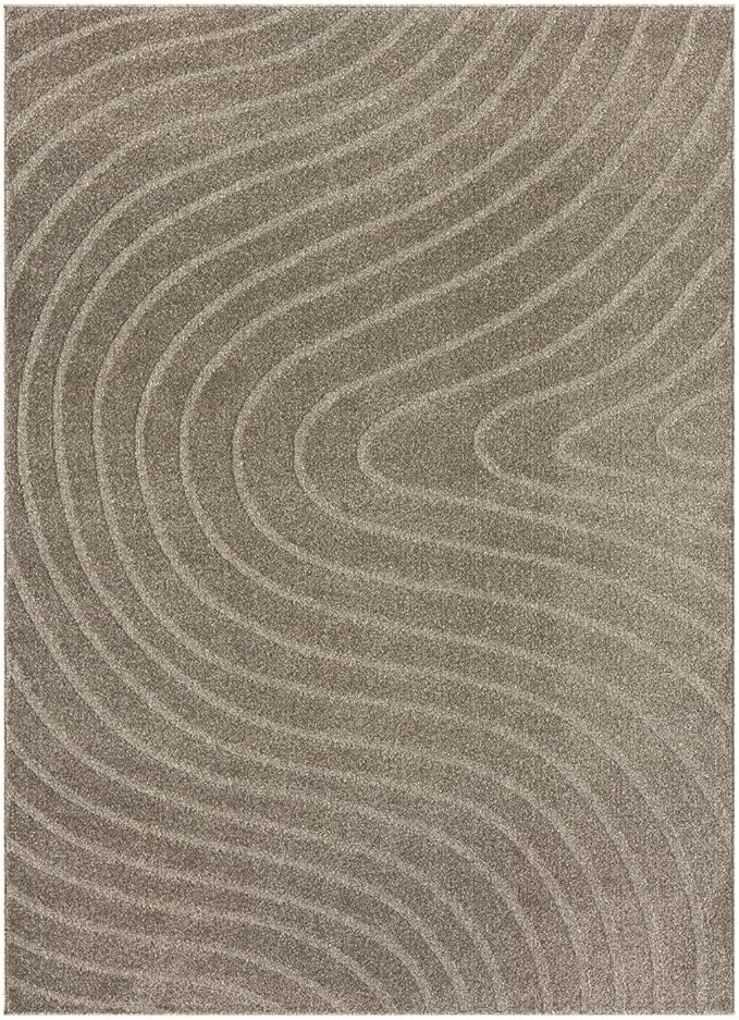 LUXE WEAVERS Modern Geometric Wave Taupe 6x9 Area Rug