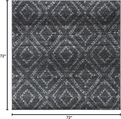 SAFAVIEH Adirondack Collection Area Rug - 6' Square, Dark Grey & Grey, Modern Diamond Distressed Design, Non-Shedding & Easy Care, Ideal for High Traffic Areas in Living Room, Bedroom (ADR131F)