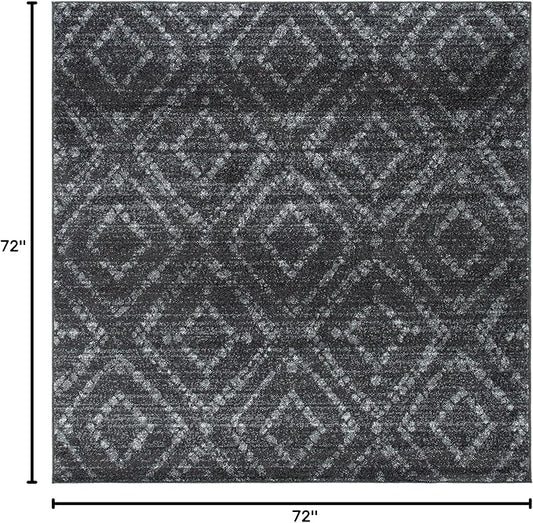 SAFAVIEH Adirondack Collection Area Rug - 6' Square, Dark Grey & Grey, Modern Diamond Distressed Design, Non-Shedding & Easy Care, Ideal for High Traffic Areas in Living Room, Bedroom (ADR131F)