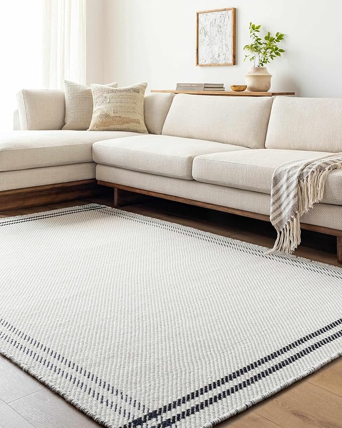 Mark&Day Wool Rugs, 6x9 Janmichael Cottage Light Silver/Black Area Rug, Silver Black Carpet for Living Room, Bedroom or Kitchen (6' x 9')