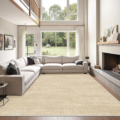 Art&Tuft Washable Rugs 5x7, Low Pile Area Rugs for Living Room - Non Slip and Stain Resistant Soft Thin 5x7 Rug for Bedroom, Dining Room, Kitchen, Office, Brown