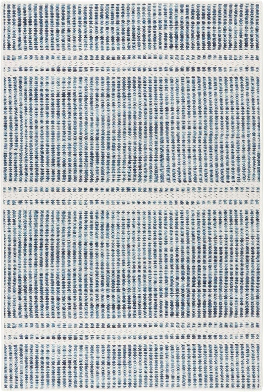 Dash and Albert Malta Blue Machine Washable Area Rug - 2' x 3' Blue Stripe Washable Accent Rug - Durable, High Traffic Areas Kitchen, Mudroom, Hallways
