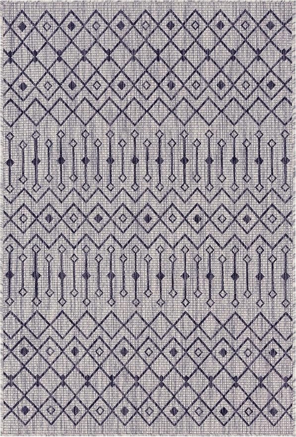 Unique Loom Outdoor Trellis Collection Area Rug - Tribal Trellis (3' 3" x 5' 3" Rectangle, Gray/ Black)