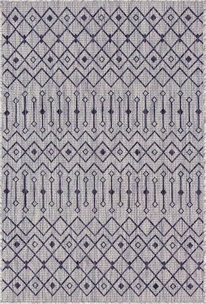 Unique Loom Outdoor Trellis Collection Area Rug - Tribal Trellis (3' 3" x 5' 3" Rectangle, Gray/ Black)