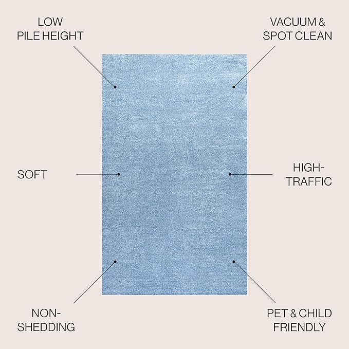 JONATHAN Y Haze Solid Low-Pile Classic Blue 4x6 Oval Indoor Area Rug, Coastal,Bohemian,Minimalist,Classic, Easy-Cleaning for Living Room,Bedroom,Kitchen,Pet Friendly,Non-Shedding (SEU100F-4OV)