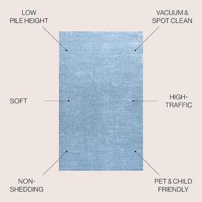 JONATHAN Y Haze Solid Low-Pile Classic Blue Indoor Area Rug 9x12, Coastal,Bohemian,Minimalist,Classic, Easy-Cleaning for Living Room,Bedroom,Kitchen,Pet Friendly,Non-Shedding (SEU100F-9)