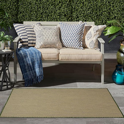 Nourison Home Courtyard Green 3' x 5' Area Rug - Easy Clean, Non Shedding, Bed Room, Living Room, Dining Room, Kitchen (3' x 5')