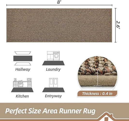 BEQHAUSE Hallway Runner Rugs 2.6x8, Hallway Rug Non-Slip Washable(Rolled-Up NO Creases), Runner Rug Absorbent Stain Resistant Hall Rug Carpet Runner, Entryway Rugs Floor Mat Laundry Room Rugs, Taupe