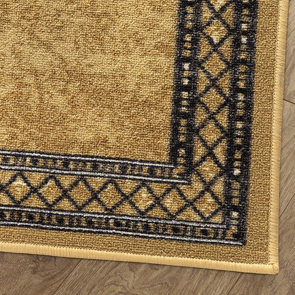 Antep Rugs Alfombras Modern Bordered 2x10 Non-Skid (Non-Slip) Low Profile Pile Rubber Backing Indoor Area Runner Rugs (Brown, 2' x 10')
