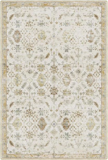 LUMI 4x6 Washable Area Rug for Living Room, Ultra Soft Traditional Vintage Rugs Non Slip with Rubber Backing, Low Profile, High Traffic, Stain Resistant Carpets, Ideal for Bedroom, Dining Room, Indoor