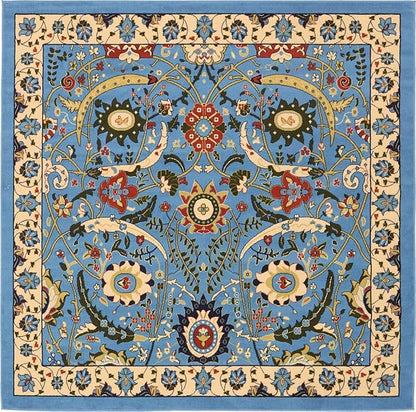 Unique Loom Espahan Collection Area Rug - Cape Cod (7' 10" Square, Blue/ Black)