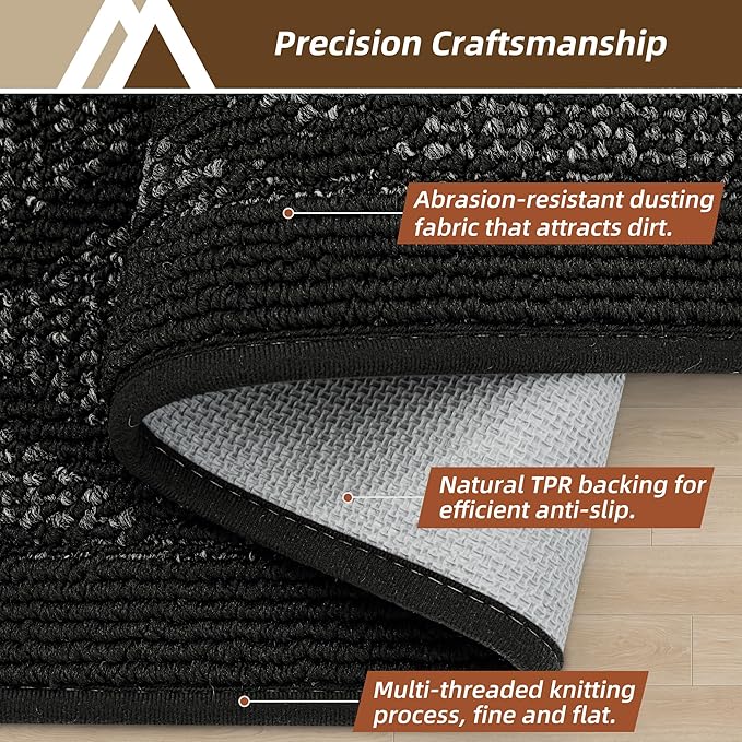 COSY HOMEER Non-Slip Door Mat 24"x36", Entryway Rugs Low Profile Absorbent Dirt Trapper Doormat for Front Entrance, Washable Polypropylene Entry Mat (Black)