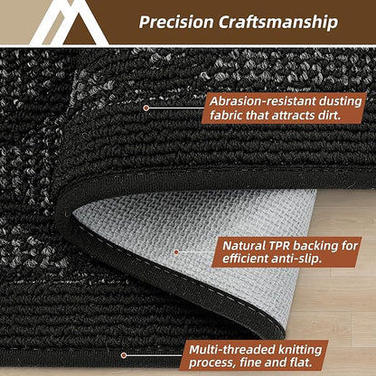 COSY HOMEER Non-Slip Door Mat 24"x36", Entryway Rugs Low Profile Absorbent Dirt Trapper Doormat for Front Entrance, Washable Polypropylene Entry Mat (Black)