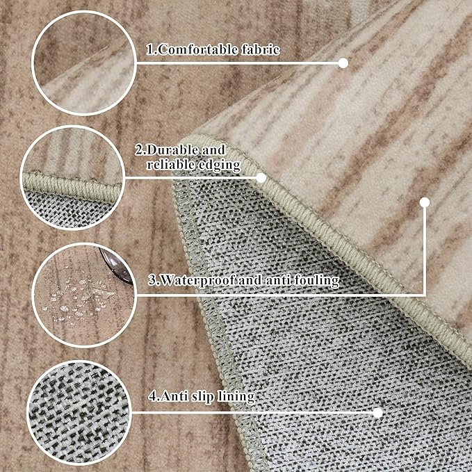 HelloTree Area Rug for Living Room 5x7 Washable Geometric Moroccan Rug Stripe Farmhouse Bohemian Minimalistic Non Slip Non Shedding Ultra Thin Soft Rug for Bedroom Office DiningRoom Nursery-Pink&Khaki
