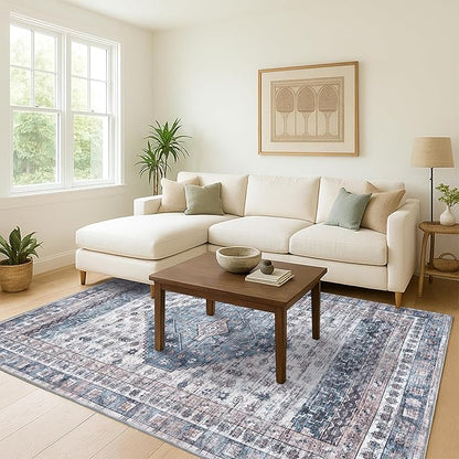 Washable Area Rug, Modern Farmhouse, Vintage, Turkish, Bohemian, Distressed, Oriental, Traditional, Rugs for Living Room, Dining, Bedroom, Office, Entryway, Foyer, (859NC, 2' x 3')