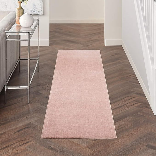 Nourison Home Nourison Essentials Pink 2'2" x 10' Area Rug - Easy Clean, Non Shedding, Bed Room, Living Room, Dining Room, Kitchen (10' Runner)