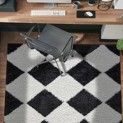 Rugshop Diamond Wave Pattern Shag Area Rug Anthracite Dark Gray 4' x 6' Ideal for Small Living Rooms, Offices, or Beside The Bed