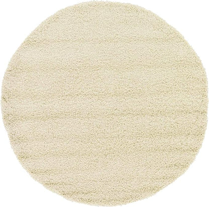 Unique Loom Solid Shag Collection Area Rug (6' 1" Round, Pure Ivory)