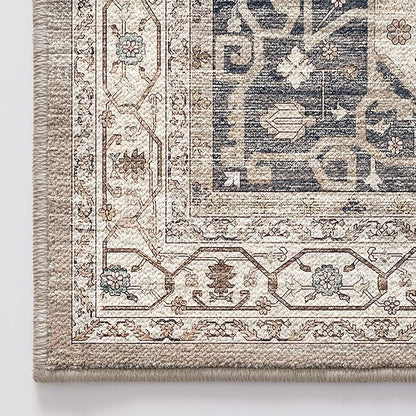 LUMI Washable Area Rug for Living Room, 4x6 Ultra Soft Traditional Rugs Non Slip with Rubber Backing, Low Profile, High Traffic, Stain Resistant Carpets, Ideal for Bedroom, Dining Room, Indoor