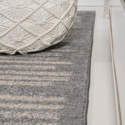 JONATHAN Y Khalil Modern Berber Stripe Gray/Cream Runner Rug, 2x8, Contemporary, Bohemian, Easy-Cleaning for Living Room, Bedroom, Kitchen, Pet Friendly, Non-Shedding (MOH207G-28)