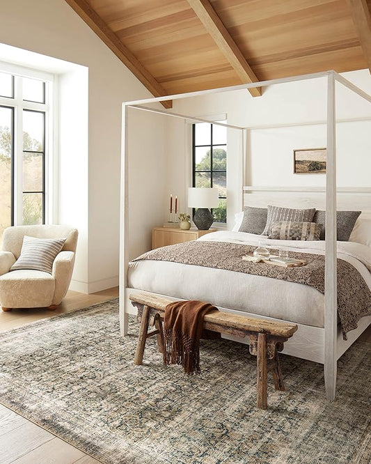 Loloi Amber Lewis Morgan Collection MOG-02 Navy/Sand 3'-6" x 5'-6" 38" Thick Accent Rug feat. CloudPile, Neutral, Room Décor, Vintage Inspired, Livingroom, Bedroom, Dining Area